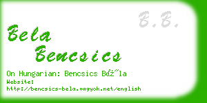 bela bencsics business card